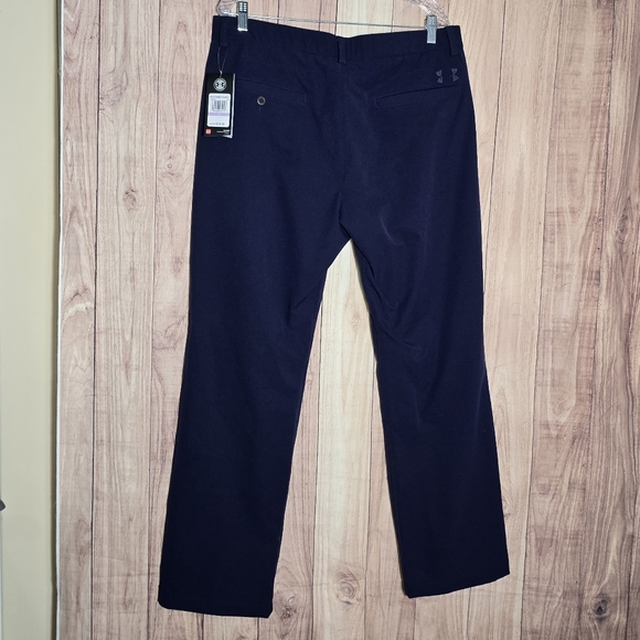 Under Amour Heat Gear Loose Fit Mens Navy Blue Straight  Pants Size 38 NWT - Picture 8 of 8